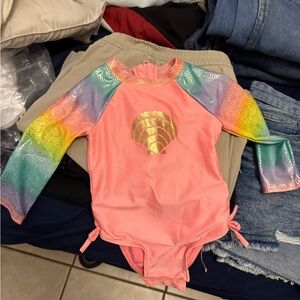 Cat & Jack Pink Rainbow Kids Swim One Piece